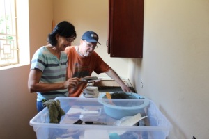 Donna and Ray Moon helped Bob by laying all the ceramic tile on the countertops in the clinic. 